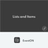 EventOn Lists et Items